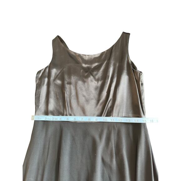 Laura Ashley Satin Sleeveless Black Side Slit Relaxed Maxi Dress Size 8 - Picture 8 of 9